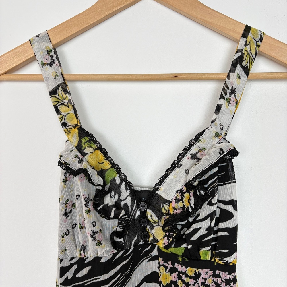 B-Wear Women Y2K Patchwork Floral Babydoll Tank‎ Top Size M Coquette Fairycore - Picture 6 of 12